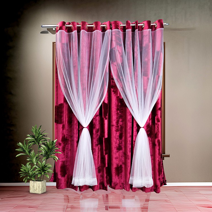 Korean Velvet Curtain Merun