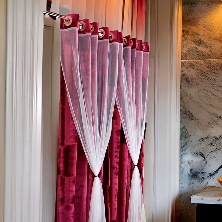Korean Velvet Curtain Merun