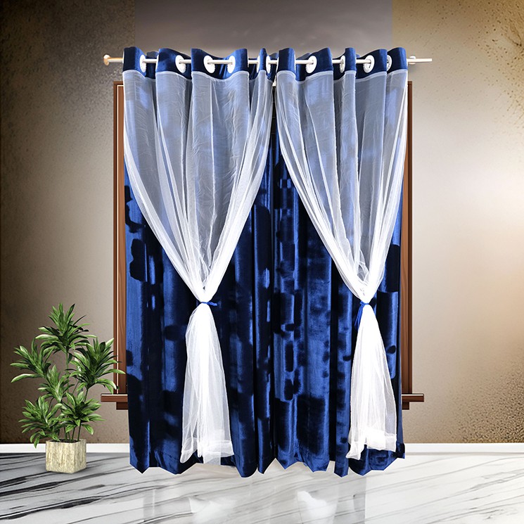 Korean Velvet Curtain Dark Blue