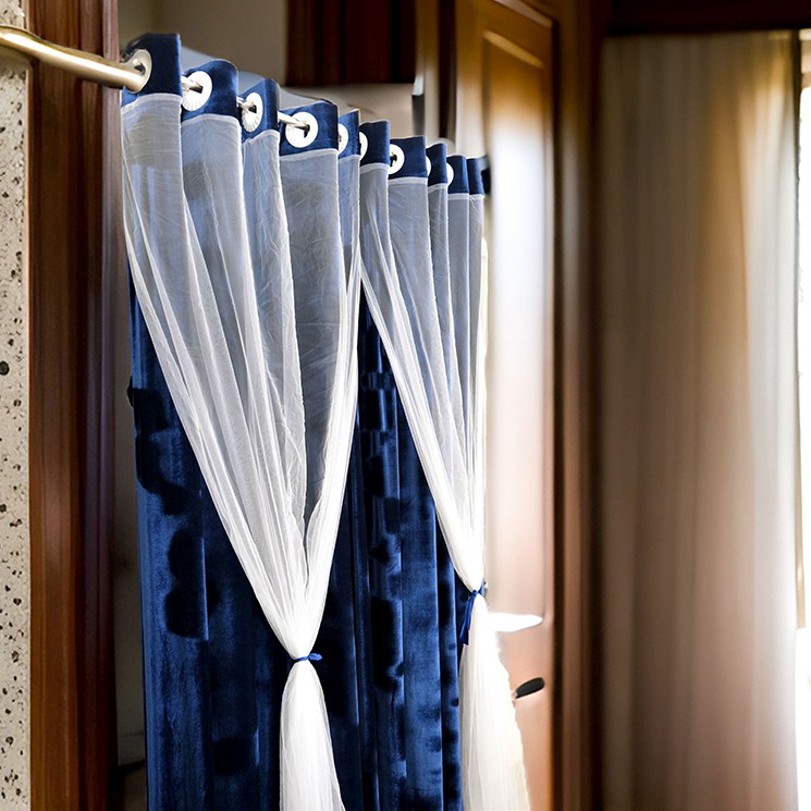 Korean Velvet Curtain Dark Blue