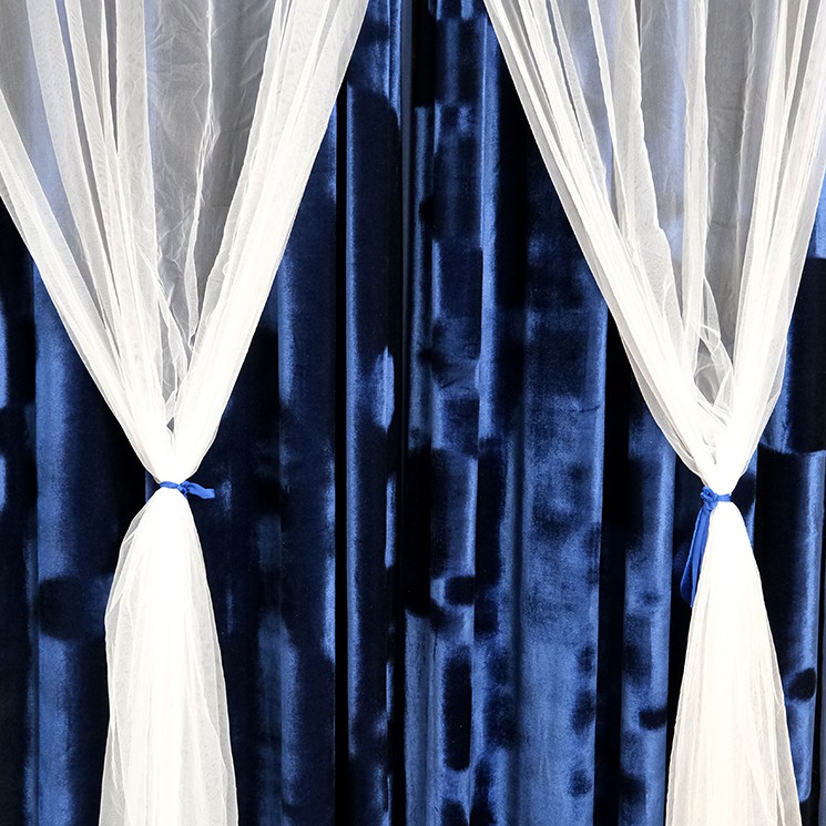Premium Korean Velvet Curtain (Blue Dark)